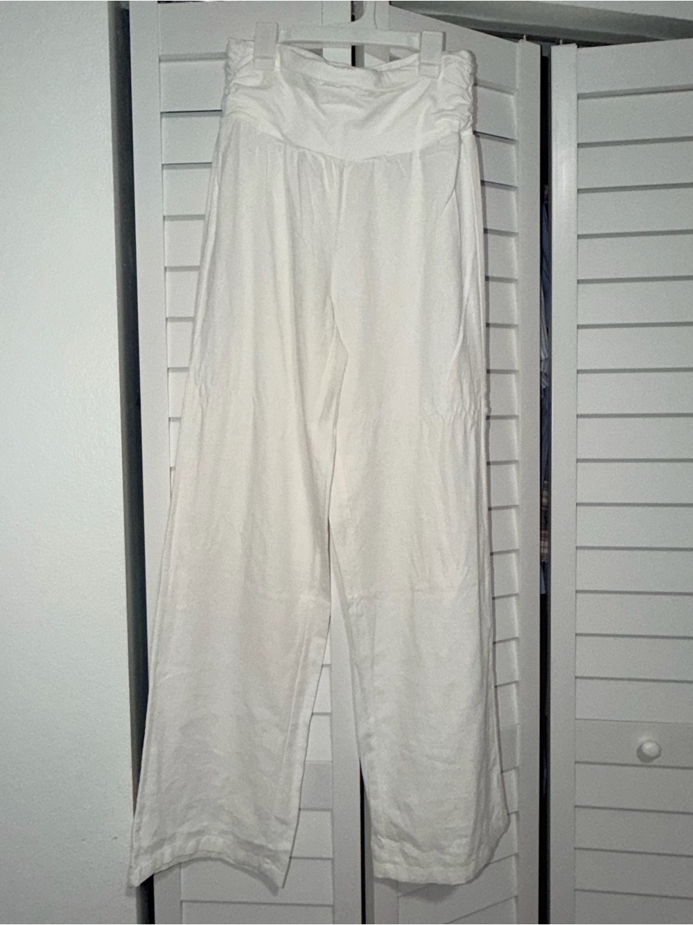 Mango White Wide-Leg High-Waist Pants